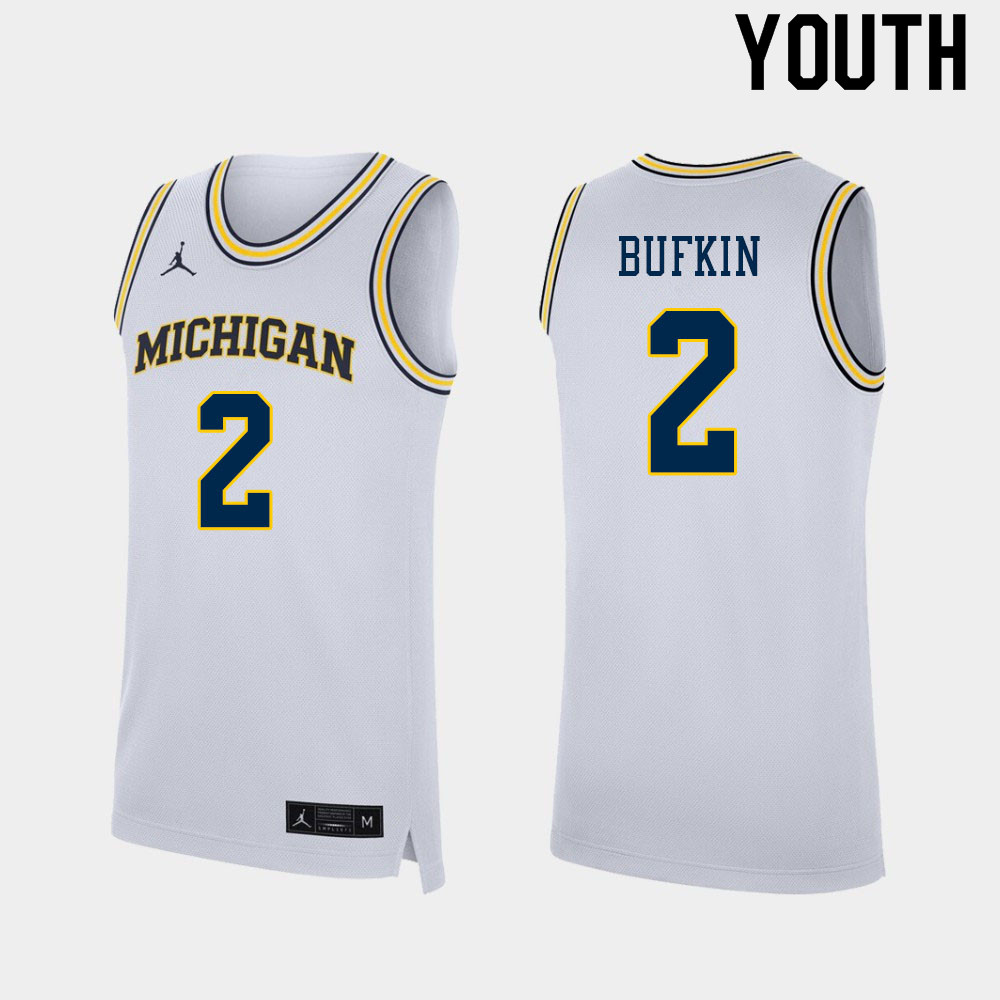 Youth #2 Kobe Bufkin Michigan Wolverines College Basketball Jerseys Sale-White
